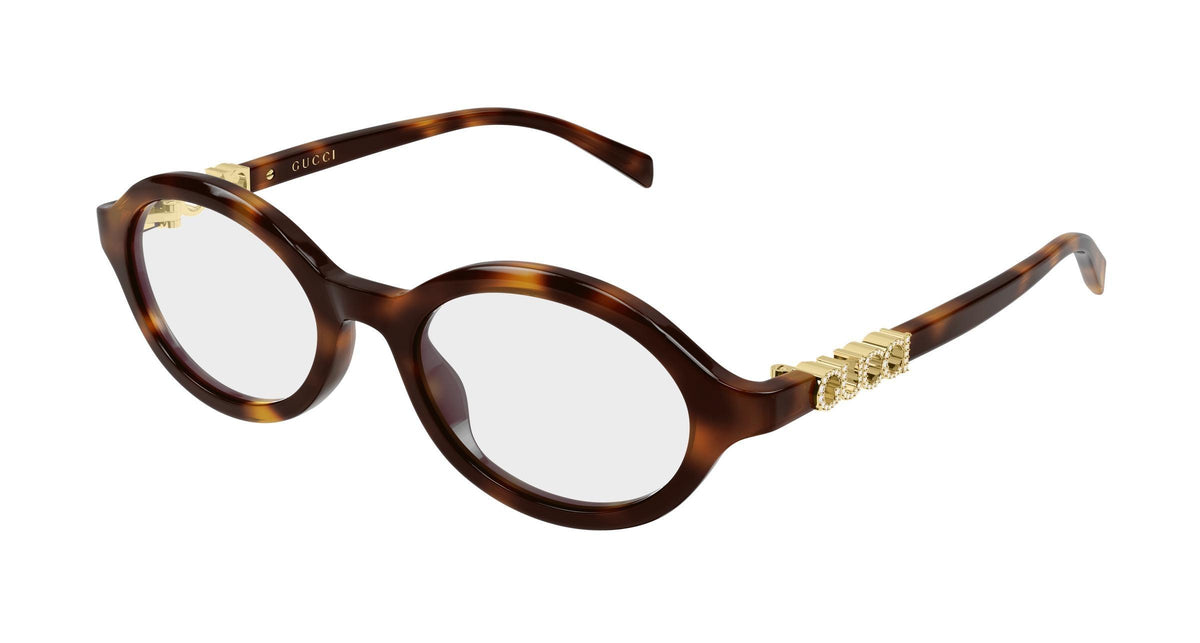 Gucci GG2153o-005 eyeglasses in havana frame with clear lenses