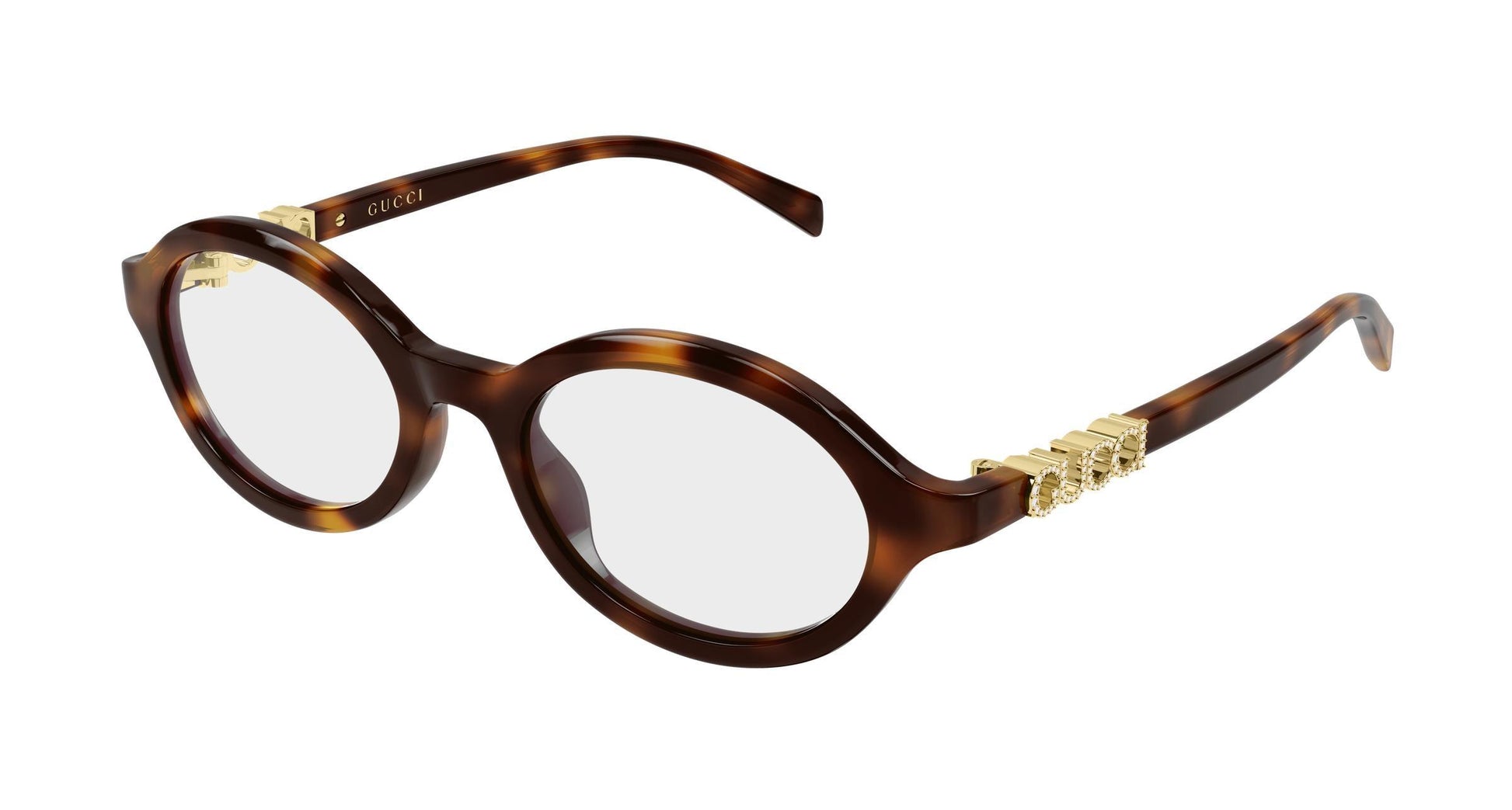 Gucci GG2153o-005 eyeglasses in havana frame with clear lenses