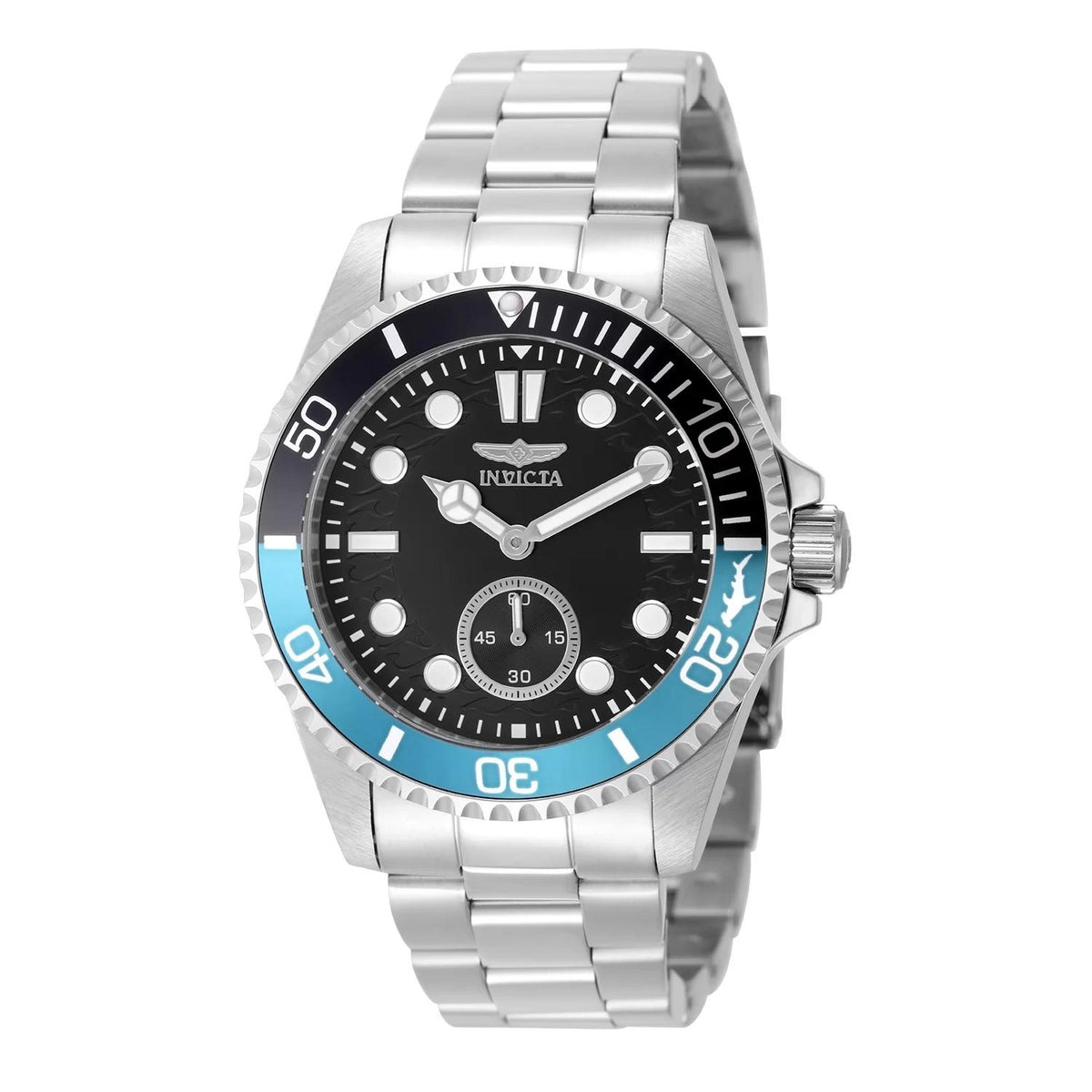 Invicta 49437 watch with black dial and stainless steel band