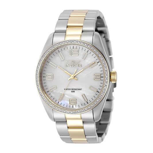 Invicta 50090 watch with white dial and stainless steel band
