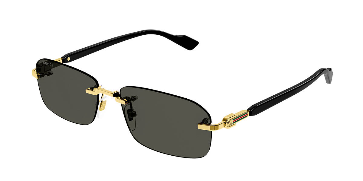 Gucci GG1221S-001 Gold Rectangular Sunglasses 56mm Sunglasses
