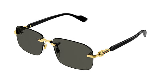 Gucci GG1221S-001 Gold Rectangular Sunglasses 56mm Sunglasses