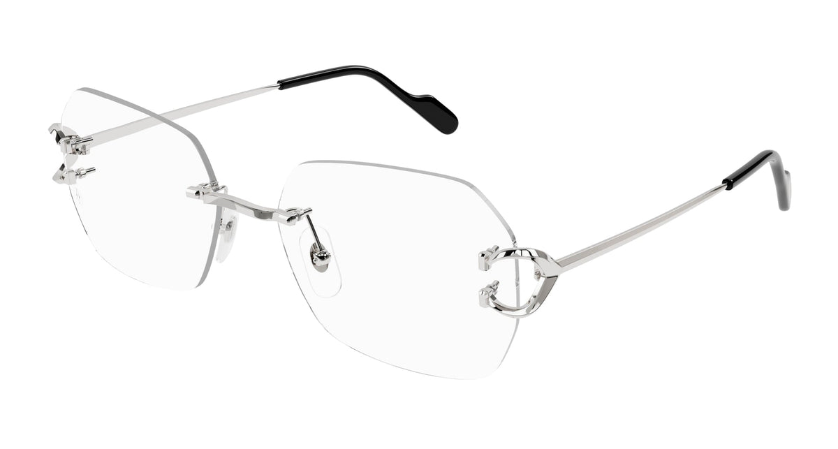 Cartier CT0416O-002 Silver Silver Rectangular Eyeglasses 57mm Eyeglasses