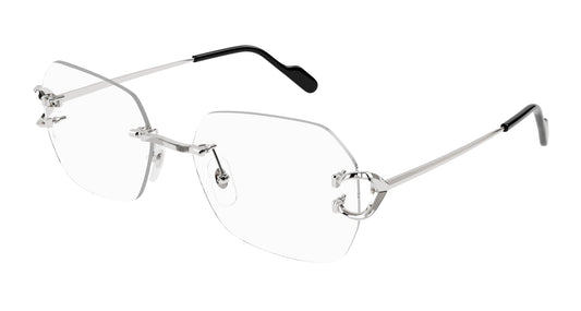 Cartier CT0416O-002 Silver Silver Rectangular Eyeglasses 57mm Eyeglasses