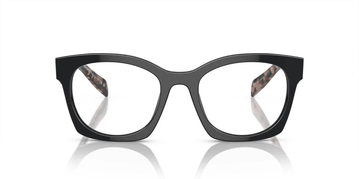 Prada PRA05V-13P1O1-52 eyeglasses in black frame with clear lenses