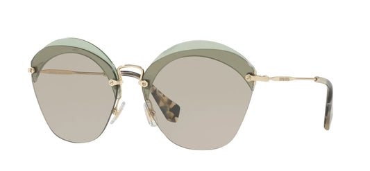Miu Miu 0MU53SS-VX15J2-63 Transparent Green Square SUNGLASSES 0mm Sunglasses