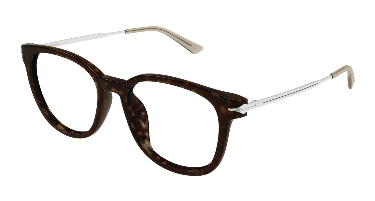 Mont Blanc MB0309oA-002 eyeglasses in havana silver frame with clear lenses