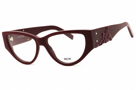 MCM MW5004-069 eyeglasses in shiny bordeaux frame with clear demo lenses