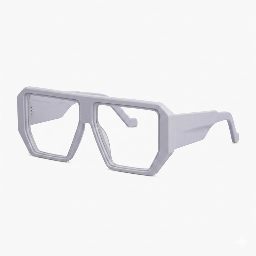 Vava BL0036-LGRY-Mat SIL eyeglasses in light grey matte silver hinge frame with clear lenses