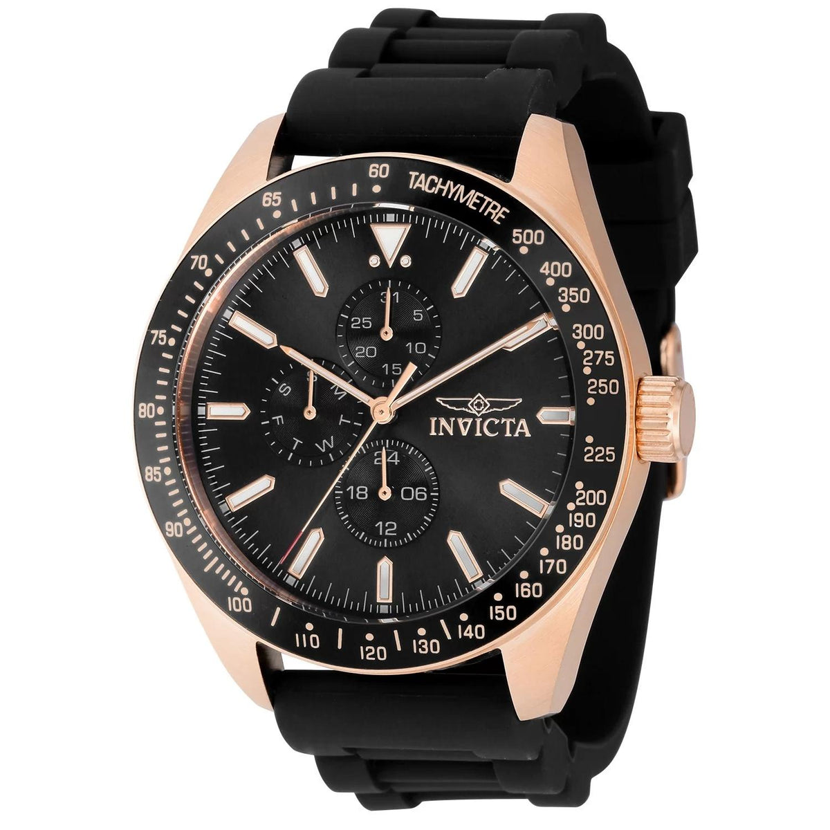 Invicta 38407 watch with black dial and silicone band