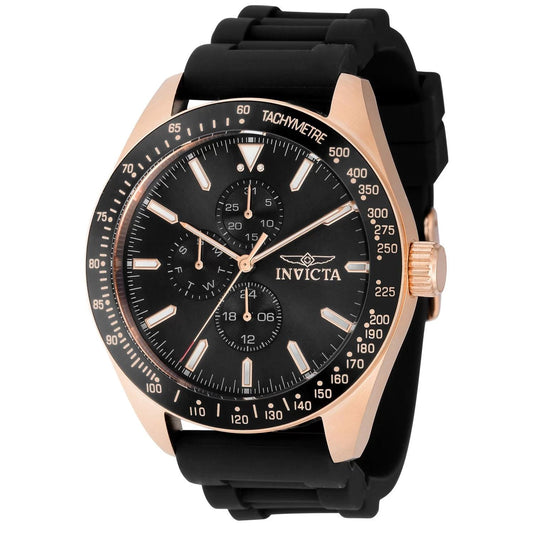 Invicta 38407 watch with black dial and silicone band