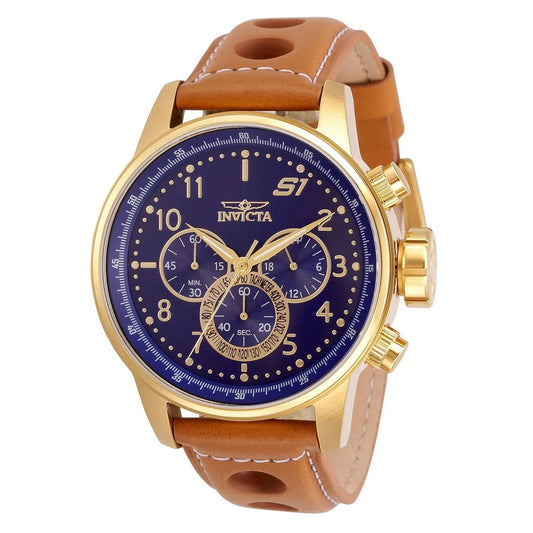 Invicta 30917 watch with blue dial and leather band