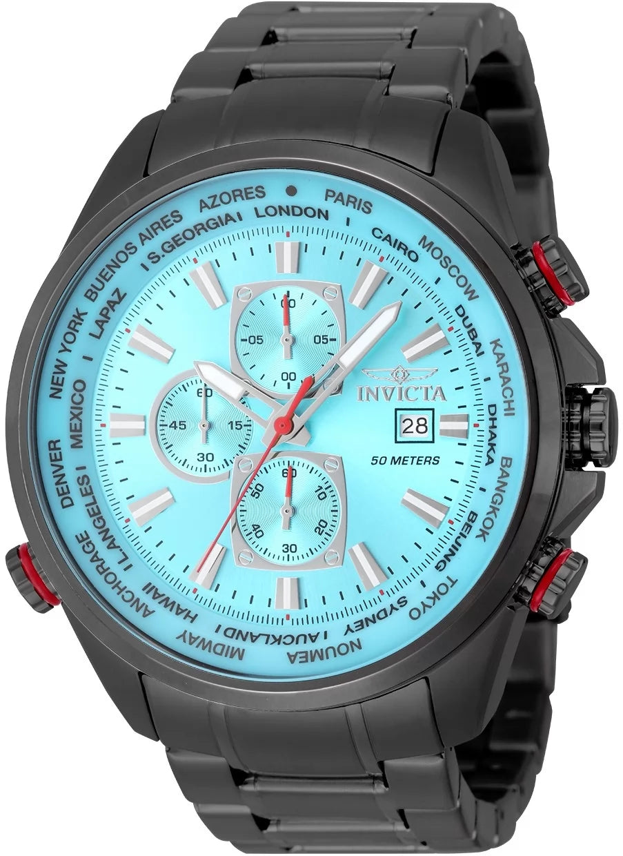 Invicta 50498 Quartz Watch Tiffany Blue Dial Stainless Steel 50mm Men