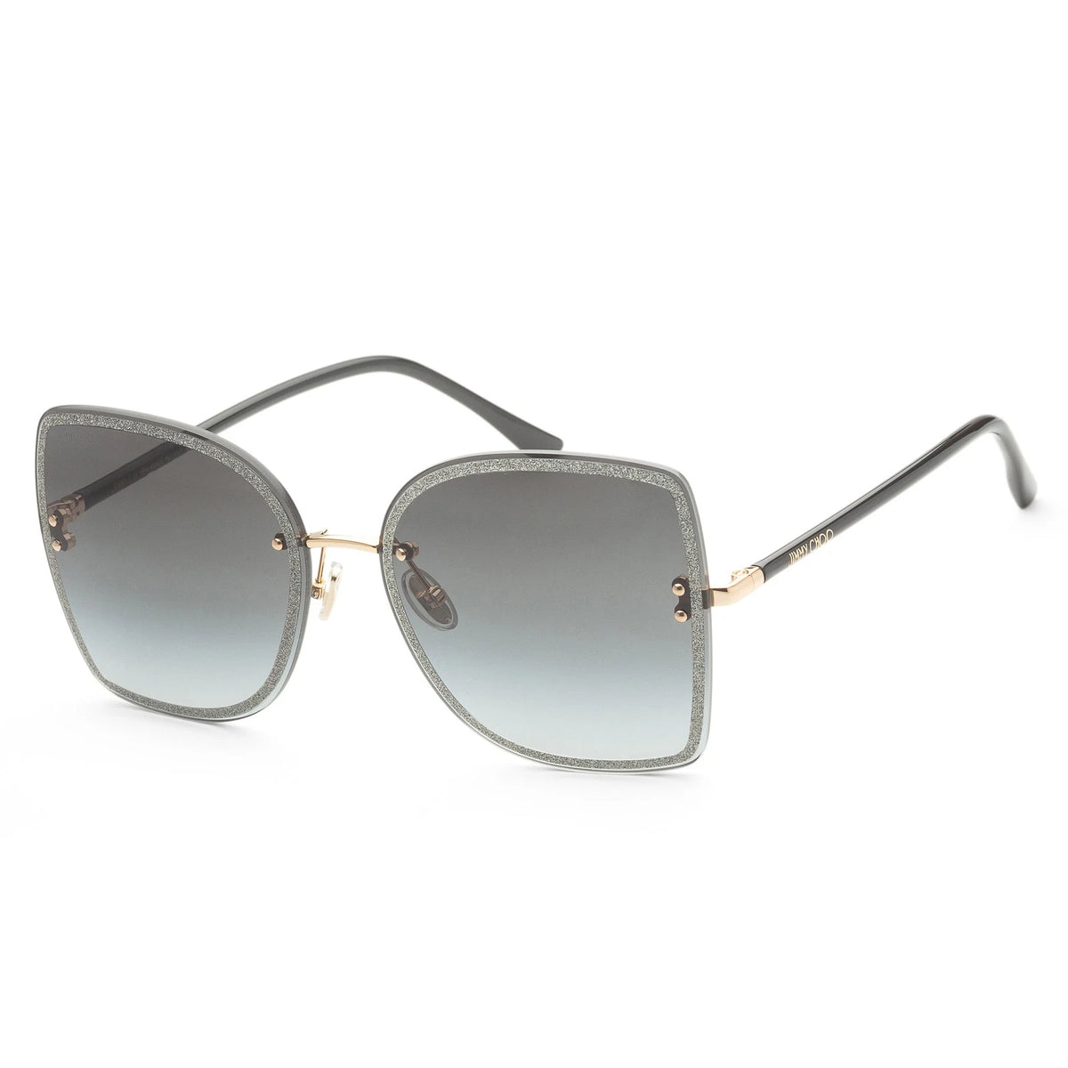 Jimmy Choo 0LETI-S-2M2-62 Black Gold Glitter Round SUNGLASSES 62mm Sunglasses