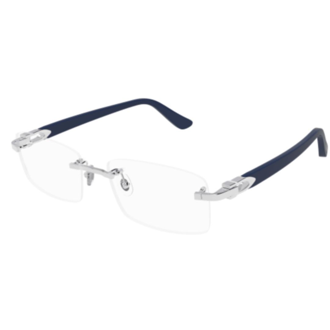 Cartier CT0287O-010 Silver Blue Rectangular Eyeglasses 54mm Eyeglasses