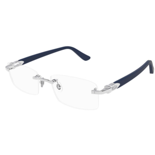 Cartier CT0287O-010 Silver Blue Rectangular Eyeglasses 54mm Eyeglasses