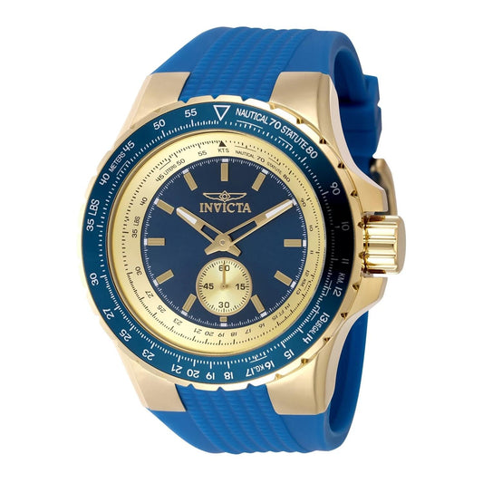 Invicta 49307 watch with blue dial and polyurethane/stainless steel band