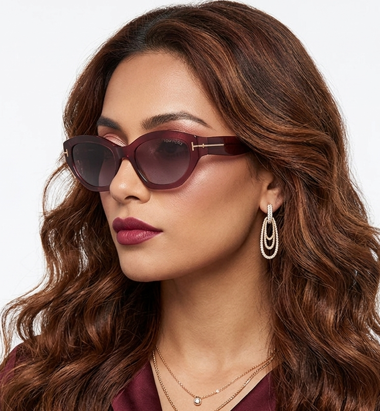 Tom Ford FT1086-66Y Pink Cat Eye Sunglasses 55mm