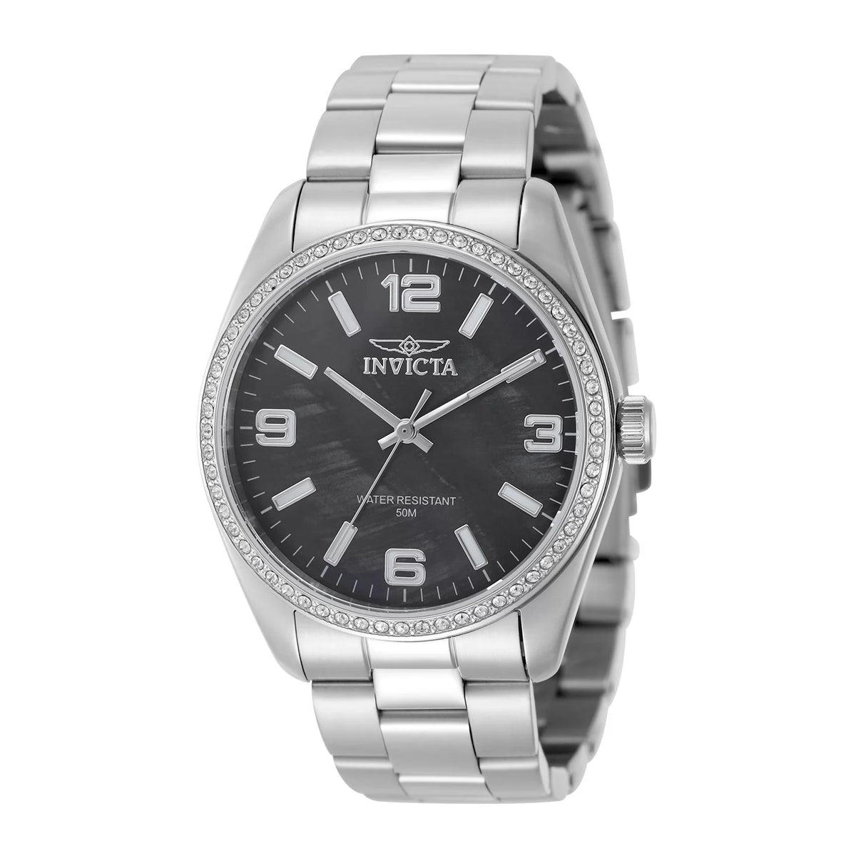 Invicta 50134 Quartz Watch Black Dial Stainless Steel 38mm Lady