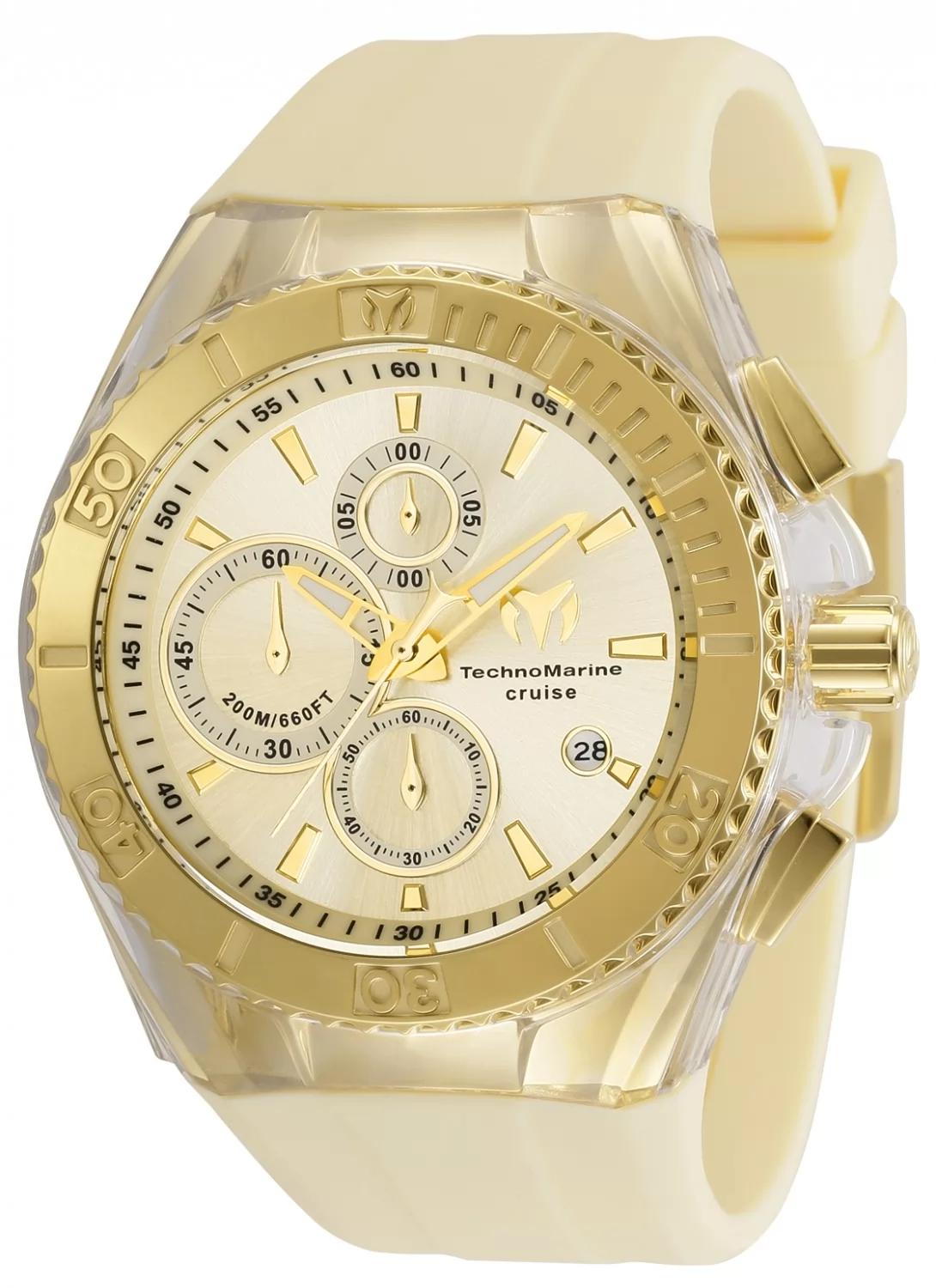 TechnoMarine TM-115216 watch with gold dial and silicon band