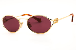 Miu 0MU 52YS-5AK20Y Gold Oval Sunglasses 54mm