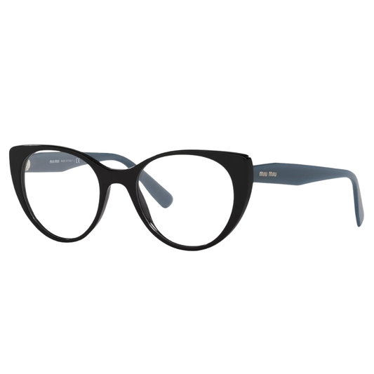 Miu Miu MU06TV-07O1O1-50 eyeglasses in black blue frame with clear lenses