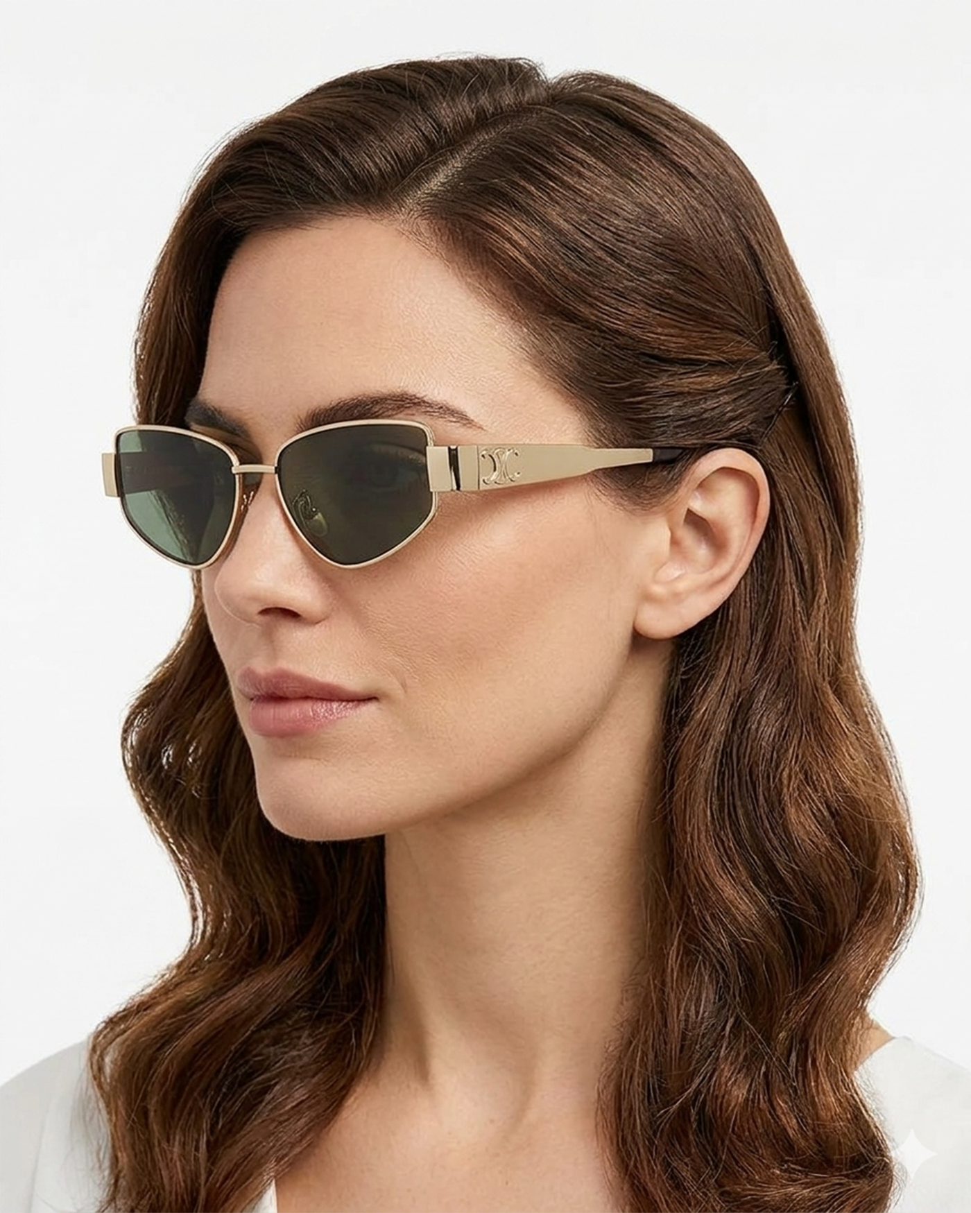 Celine CL40293U-5530N sunglasses in shiny endura gold frame with green lenses