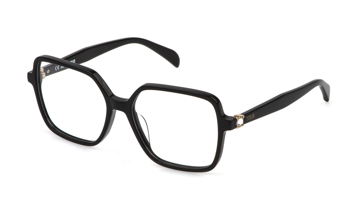 Tous VTOD37S-700S eyeglasses in shiny black frame with clear lenses