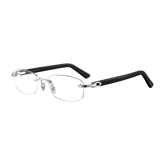 Cartier CT0048O-003 Silver Black Rectangular Eyeglasses 53mm Eyeglasses