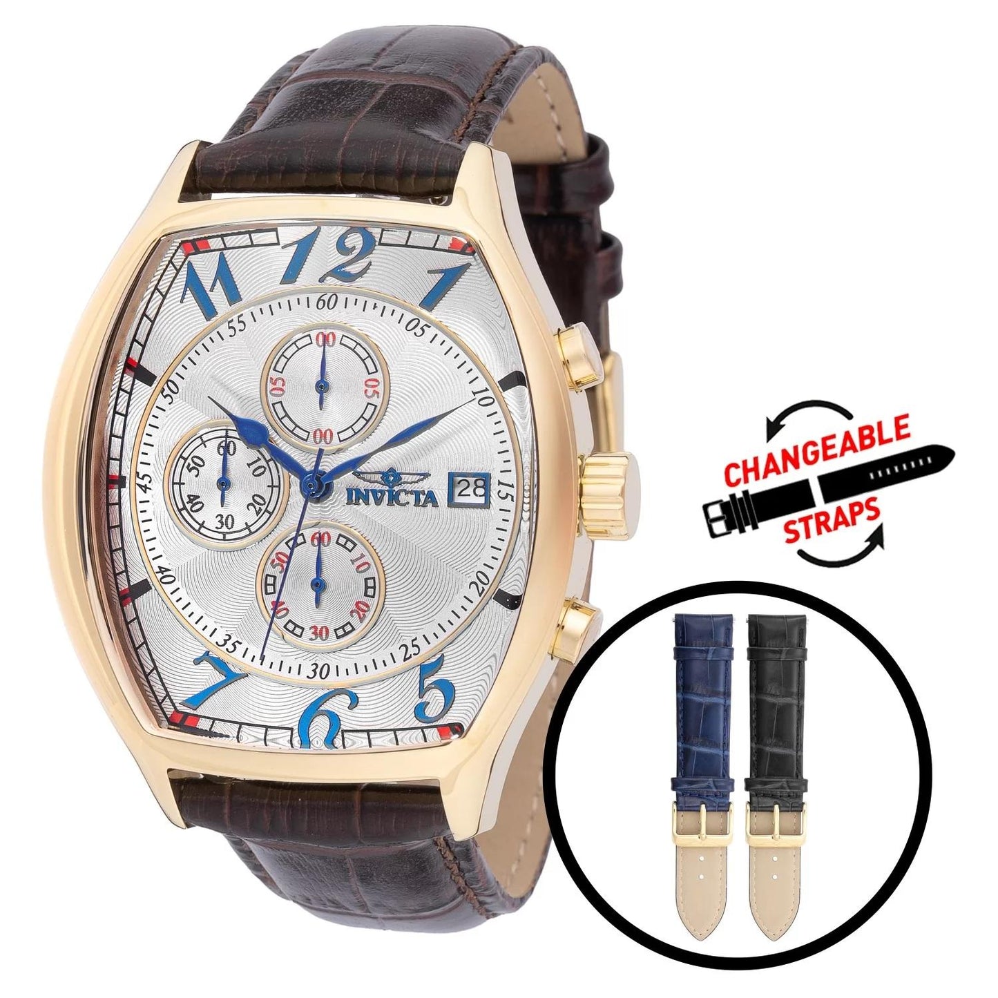 Invicta 49839 49839 Watch - Silver Dial Leather Band