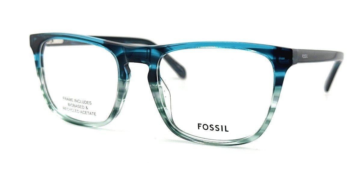 Fossil FOS-7191-M5C-53 STRIPED TEAL Rectangle Eyeglasses 53mm Eyeglasses