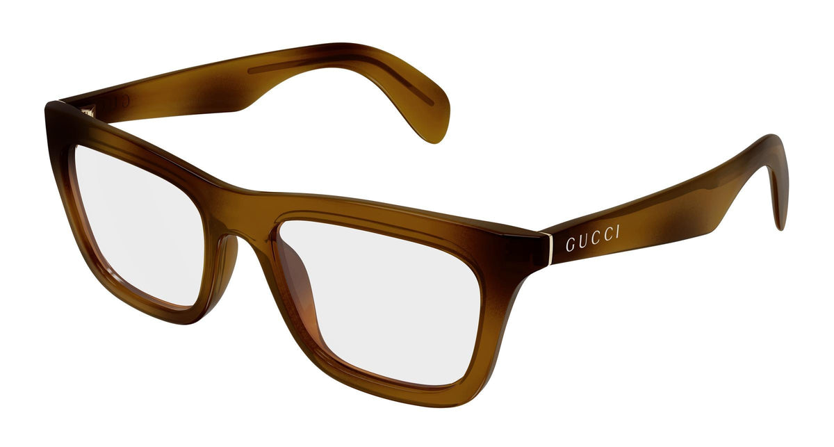 Gucci GG1933o-002 eyeglasses in havana frame with clear lenses