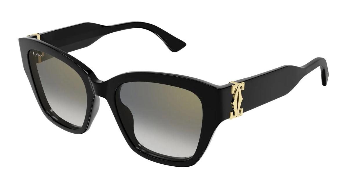 Cartier CT0666S-001 Black Cat Eye Sunglasses 53mm Sunglasses