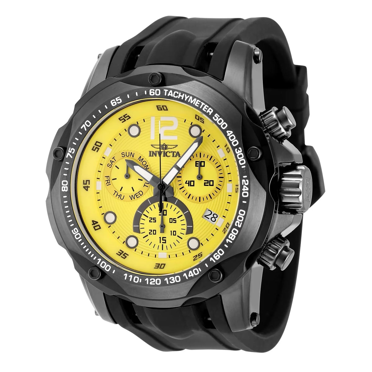Invicta 48908 Quartz Watch Yellow Dial Silicone 51mm Men