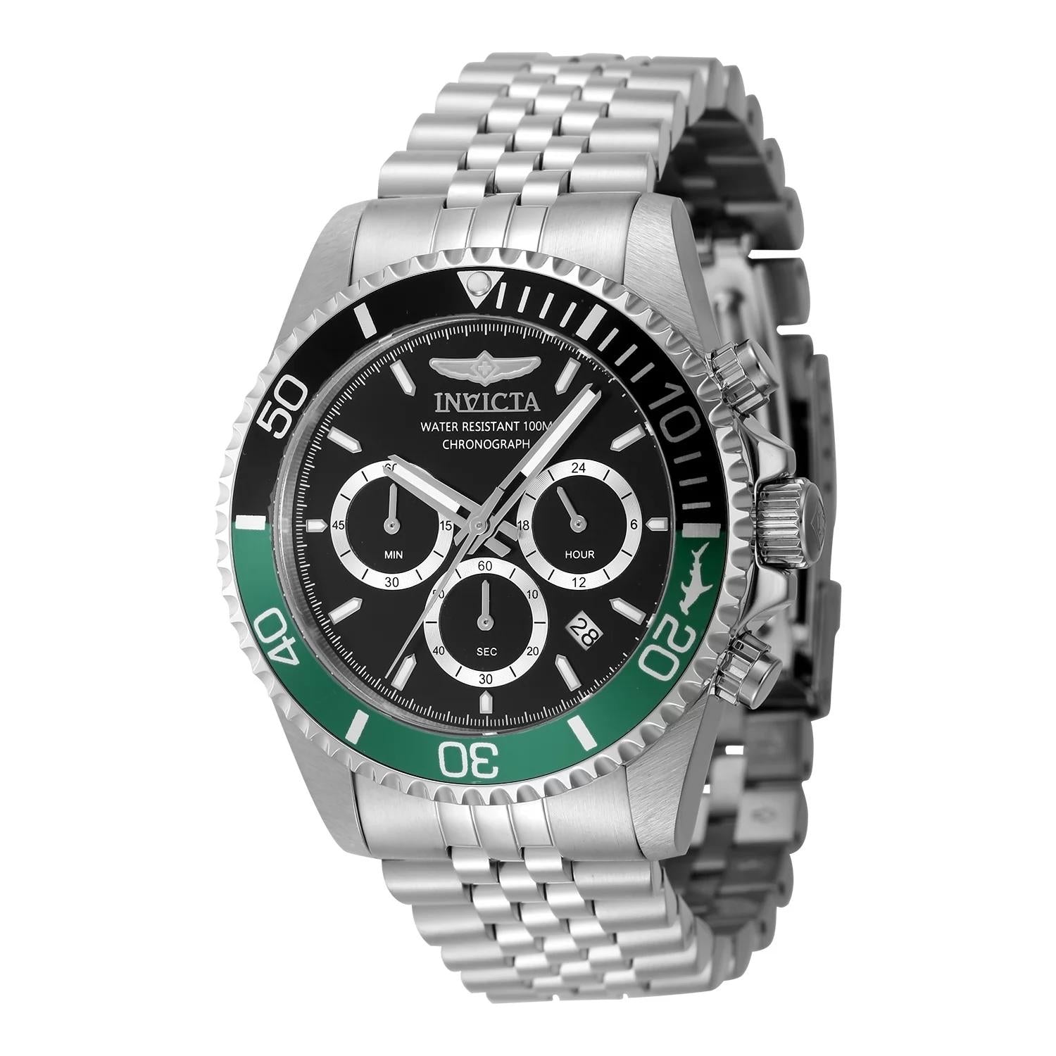 Invicta 48380 watch with black dial and stainless steel band