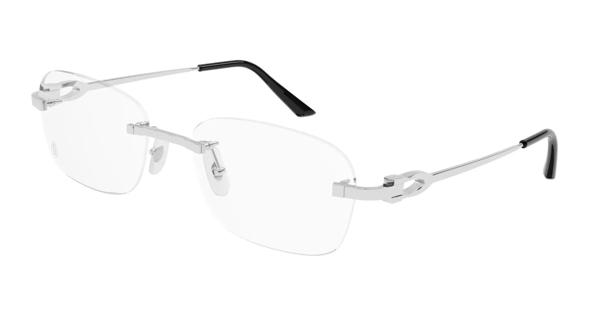 Cartier CT0290O-004 Silver Rectangular Eyeglasses 55mm Eyeglasses