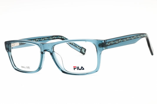 FILA VFI307-855 eyeglasses in shiny transparent azure frame with clear lenses