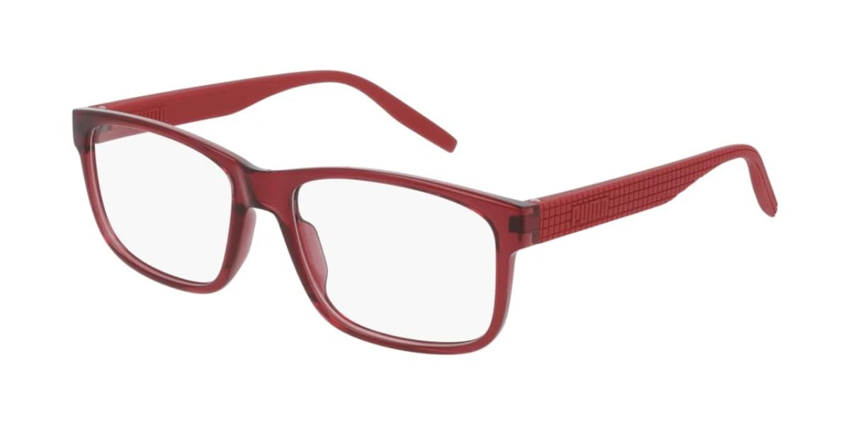 Puma PU0280O-003-57 eyeglasses in red frame with clear lenses