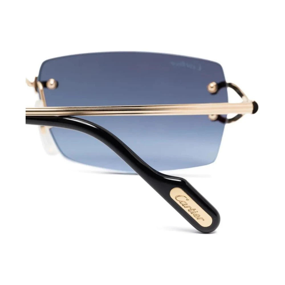 Cartier CT0550S-002 Gold Gold Blue Rectangular Sunglasses 56mm Sunglasses