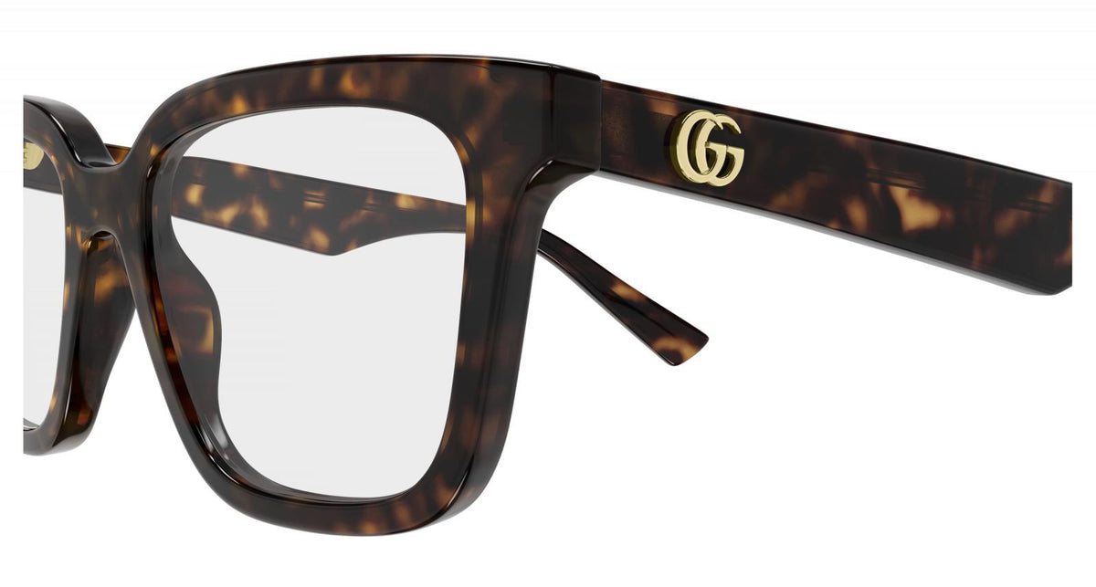 Gucci GG2186oA-002 eyeglasses in havana frame with clear lenses