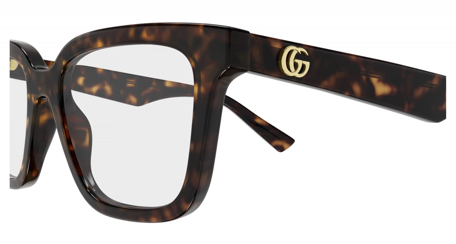 Gucci GG2186oA-002 eyeglasses in havana frame with clear lenses