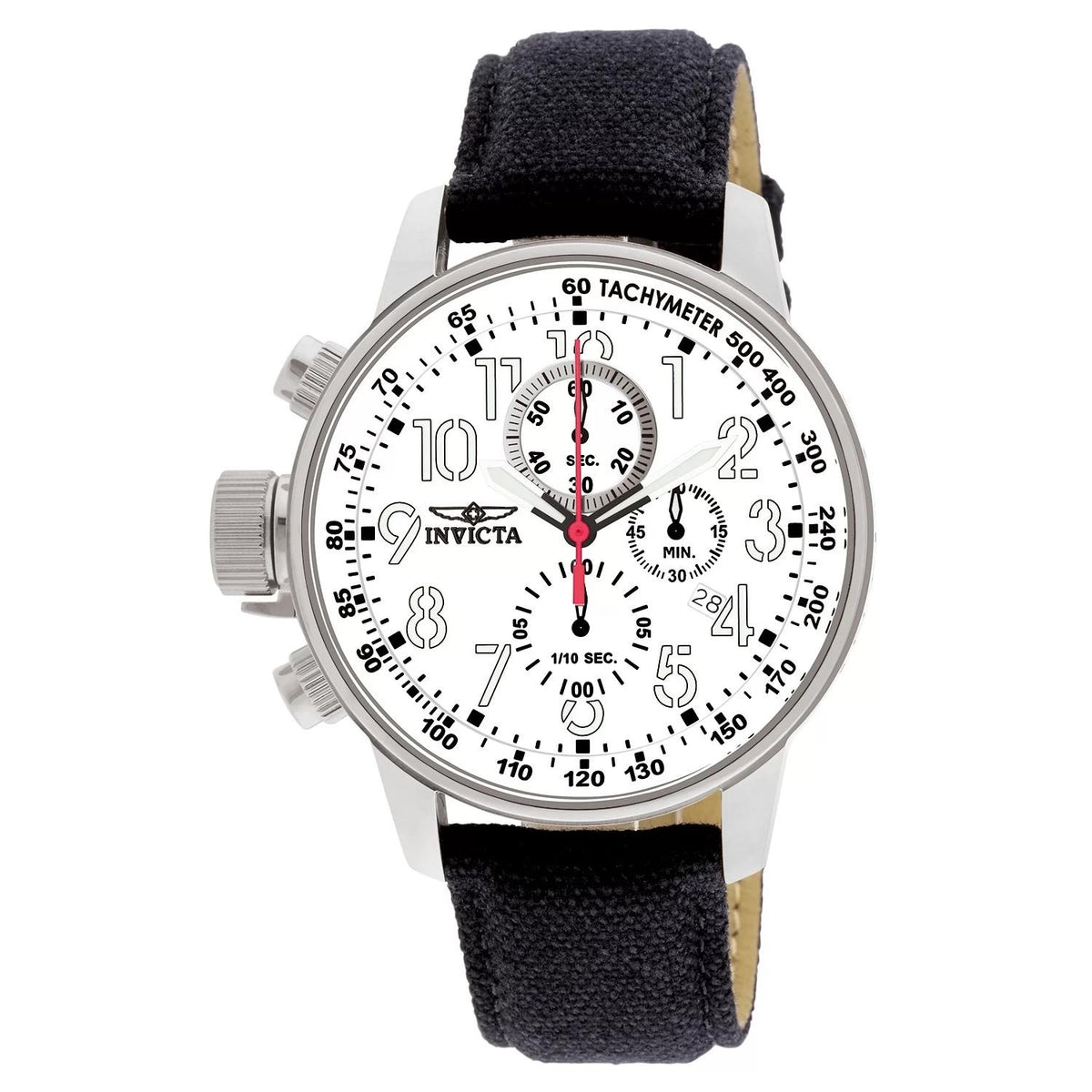 Invicta 1514 watch with silver dial and riffle band