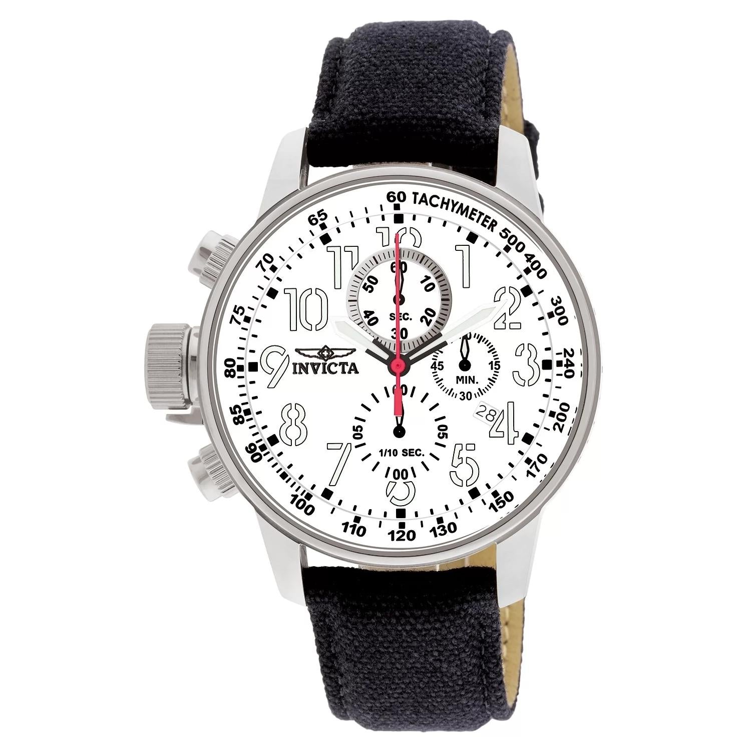 Invicta 1514 watch with silver dial and riffle band