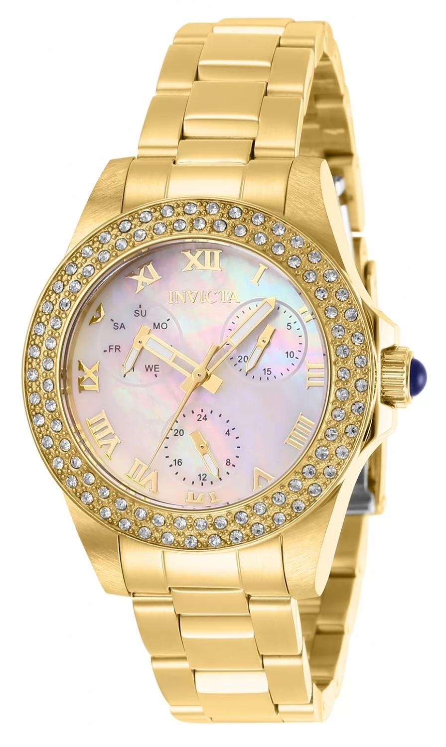 Invicta 28481 watch with white dial and stainless steel band