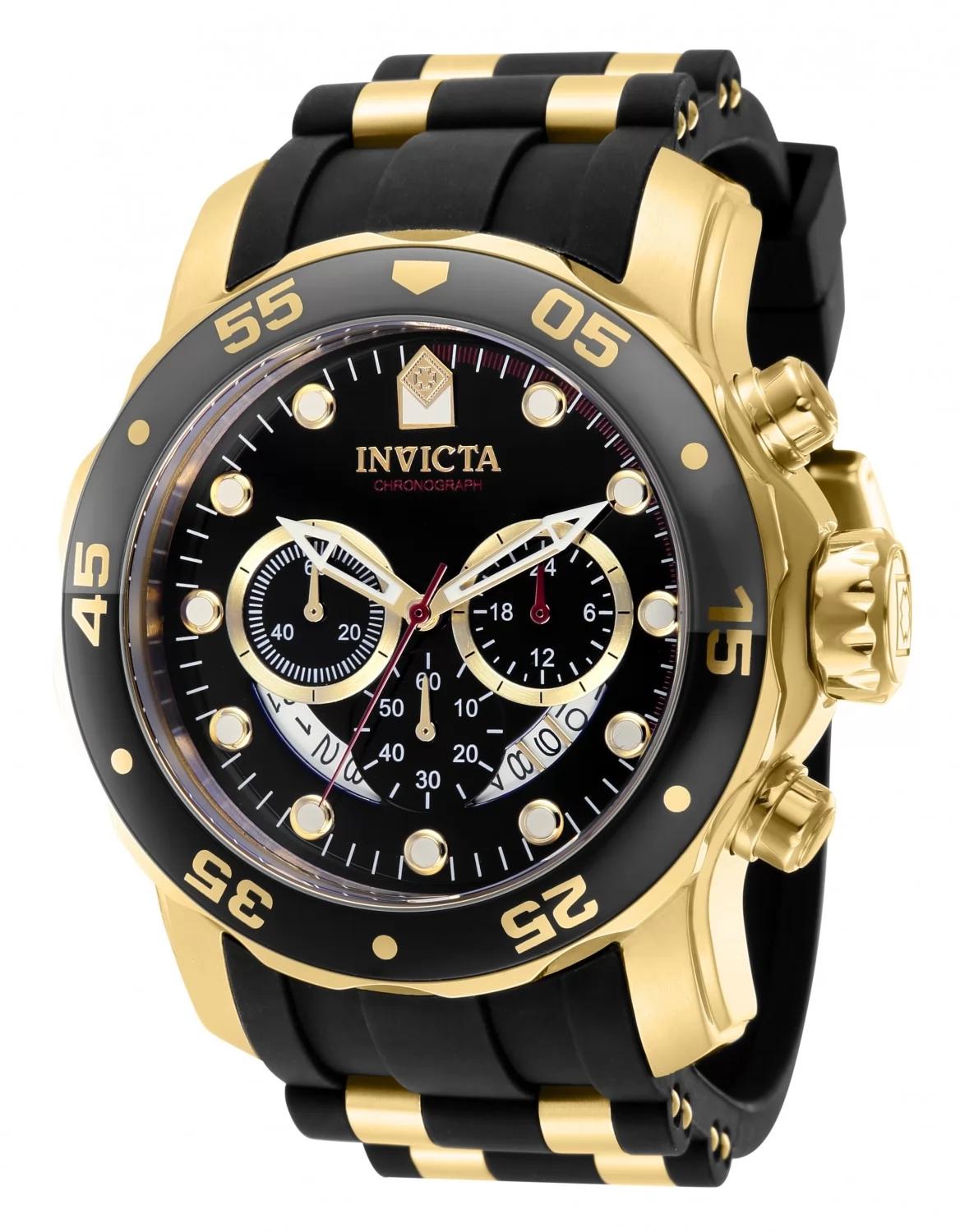 Invicta 37228 watch with black dial and silicon band