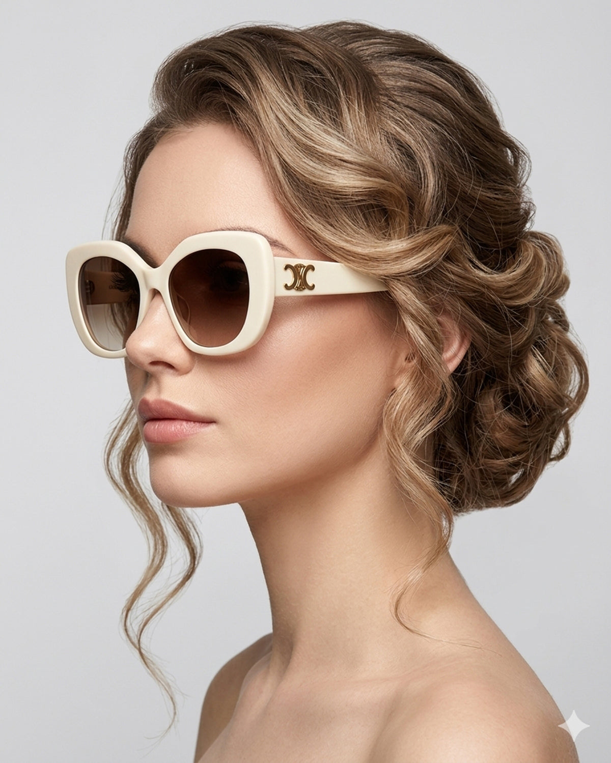 Celine CL40226U-5525F sunglasses in ivory frame with gradient brown lenses