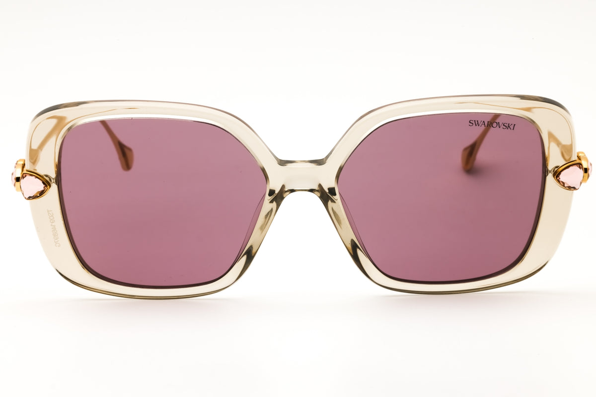 Swarovski SK6011-3003LA Transparent Light Brown Rectangular Sunglasses 55mm Sunglasses