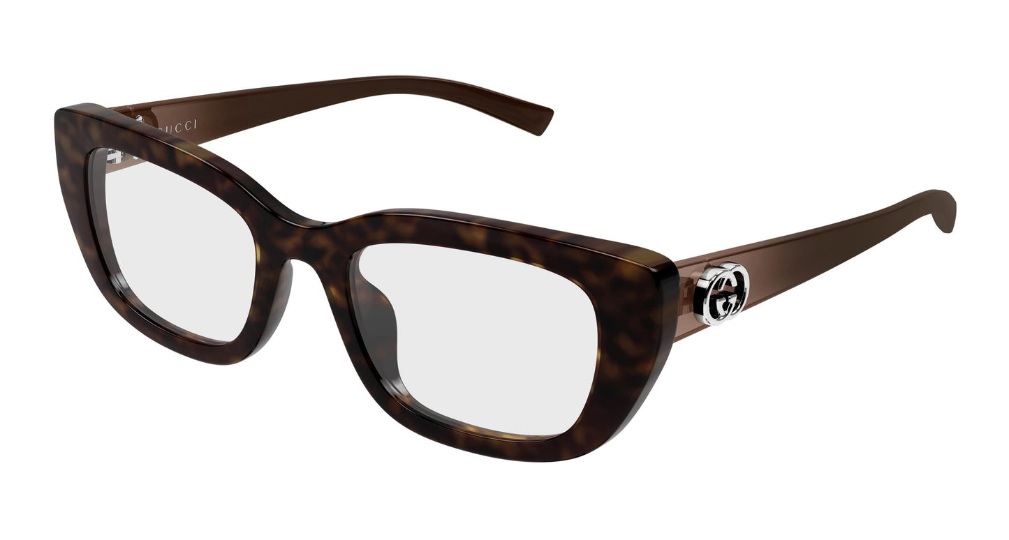 Gucci GG2027o-002 eyeglasses in brown frame with clear lenses