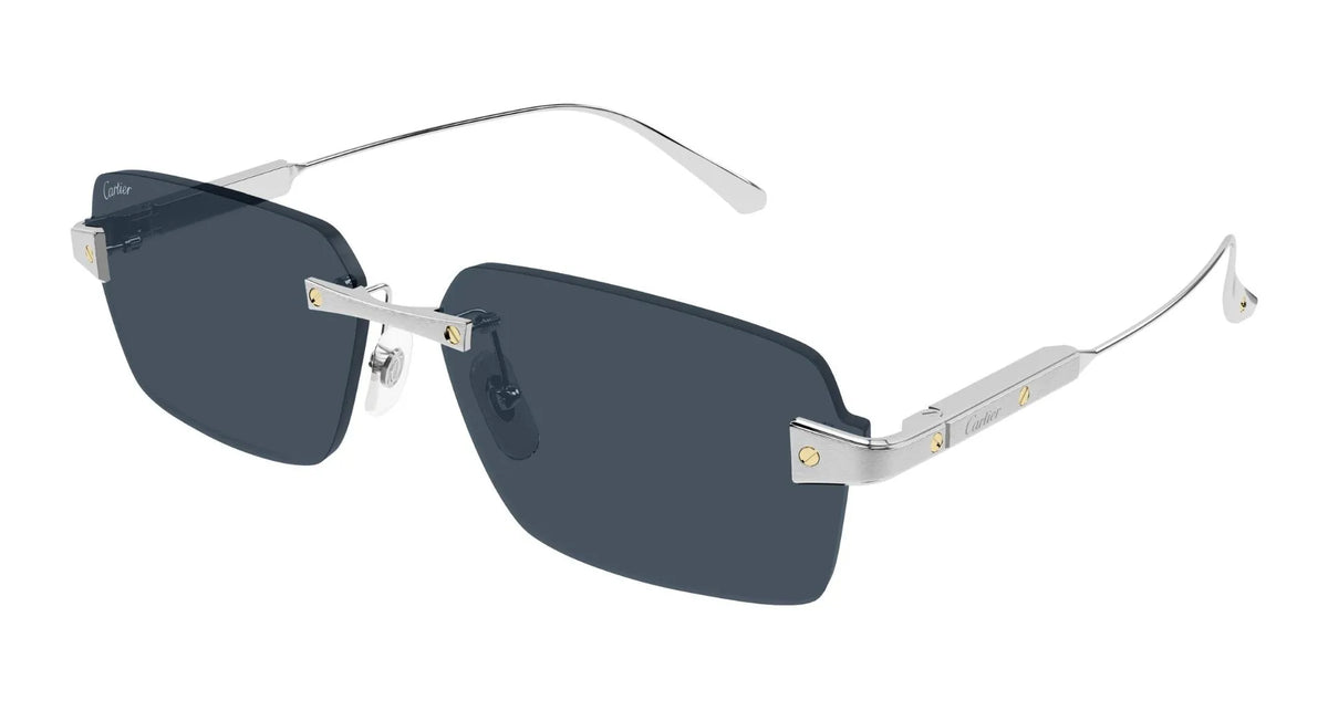 Cartier CT0652S-002 Silver Rectangular Sunglasses 63mm Sunglasses