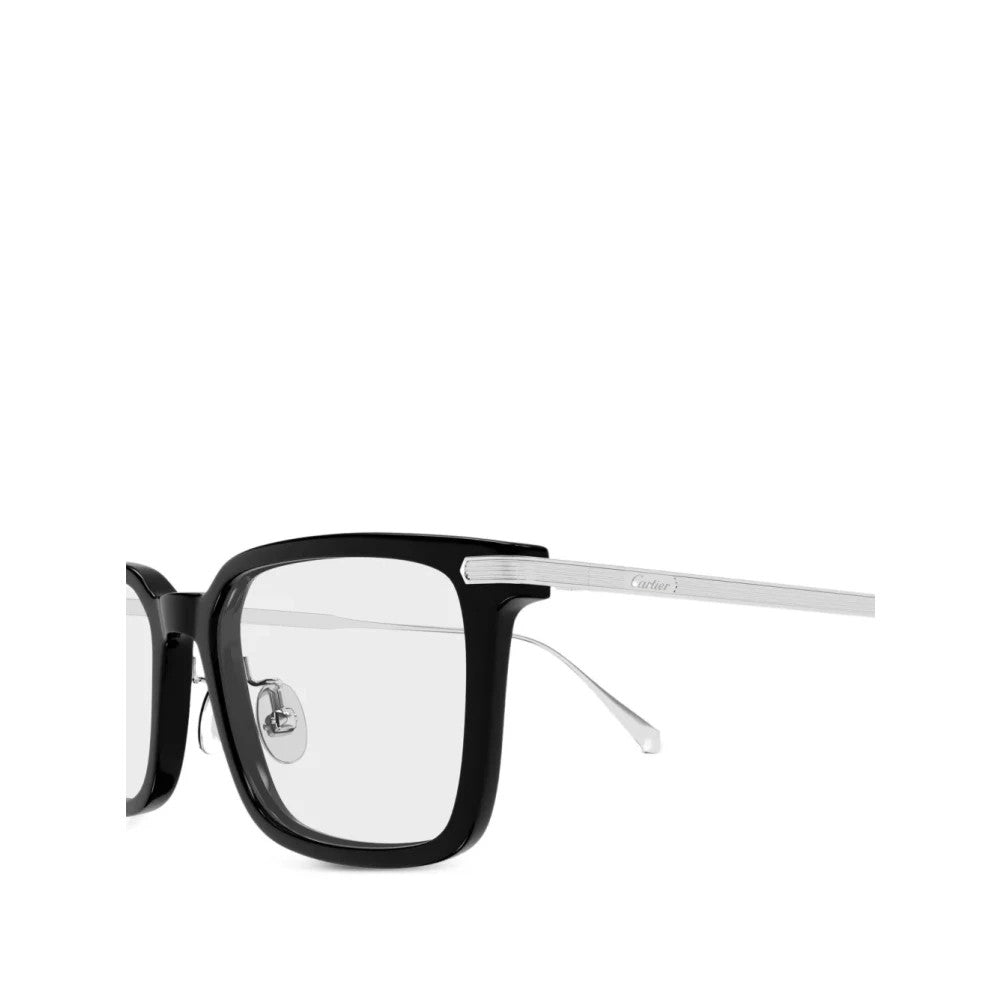 Cartier CT0629OA-002 Black Silver Rectangular Eyeglasses 54mm Eyeglasses